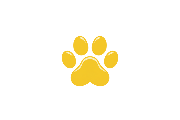 A yellow paw logo